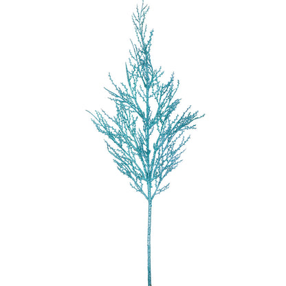 Vickerman 28" Turquoise Onoclea Glitter Wild Huck Artificial Christmas Spray. Includes 6 sprays per pack.