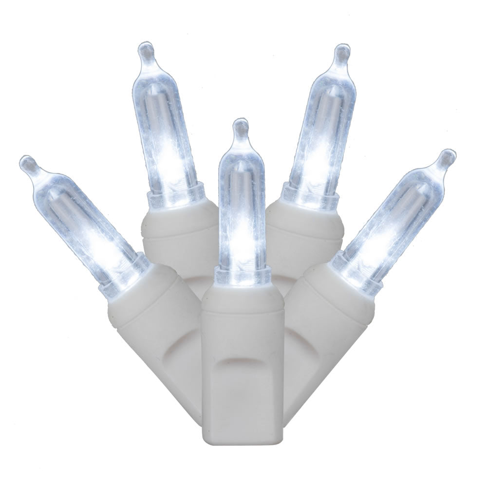Vickerman 100 Cool White Italian LED Single Mold Light on White Wire 34' Christmas Light Strand