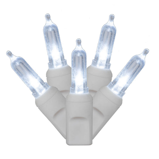 Vickerman 100 Cool White Italian LED Single Mold Light on White Wire 34' Christmas Light Strand
