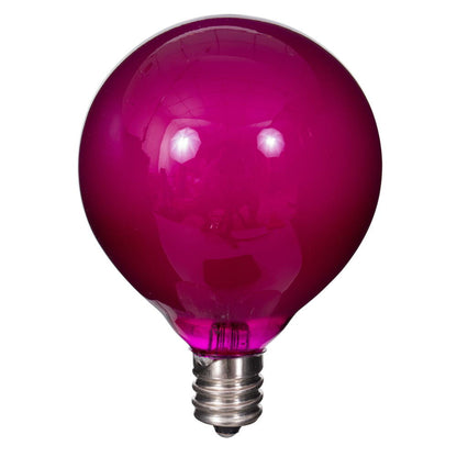 Vickerman 15Lt Purple LED Glass G50-E12 Filament End-Connecting Set with Green 20AWGXTW Wire and 6"x12"x6" Bulb Spacing. 120V-.6W.  UL Approved.