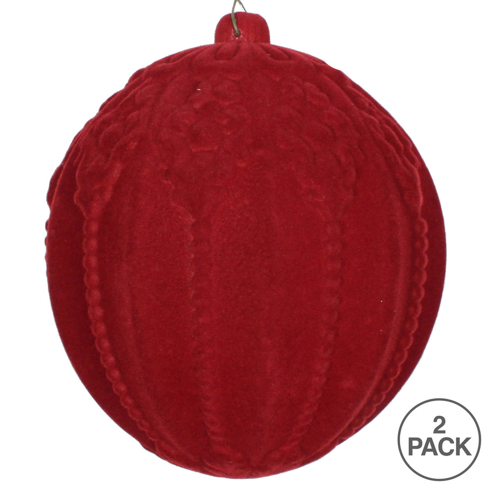 Vickerman 5.5" Burgundy Flocked Embossed Ball Ornament 2 per Bag