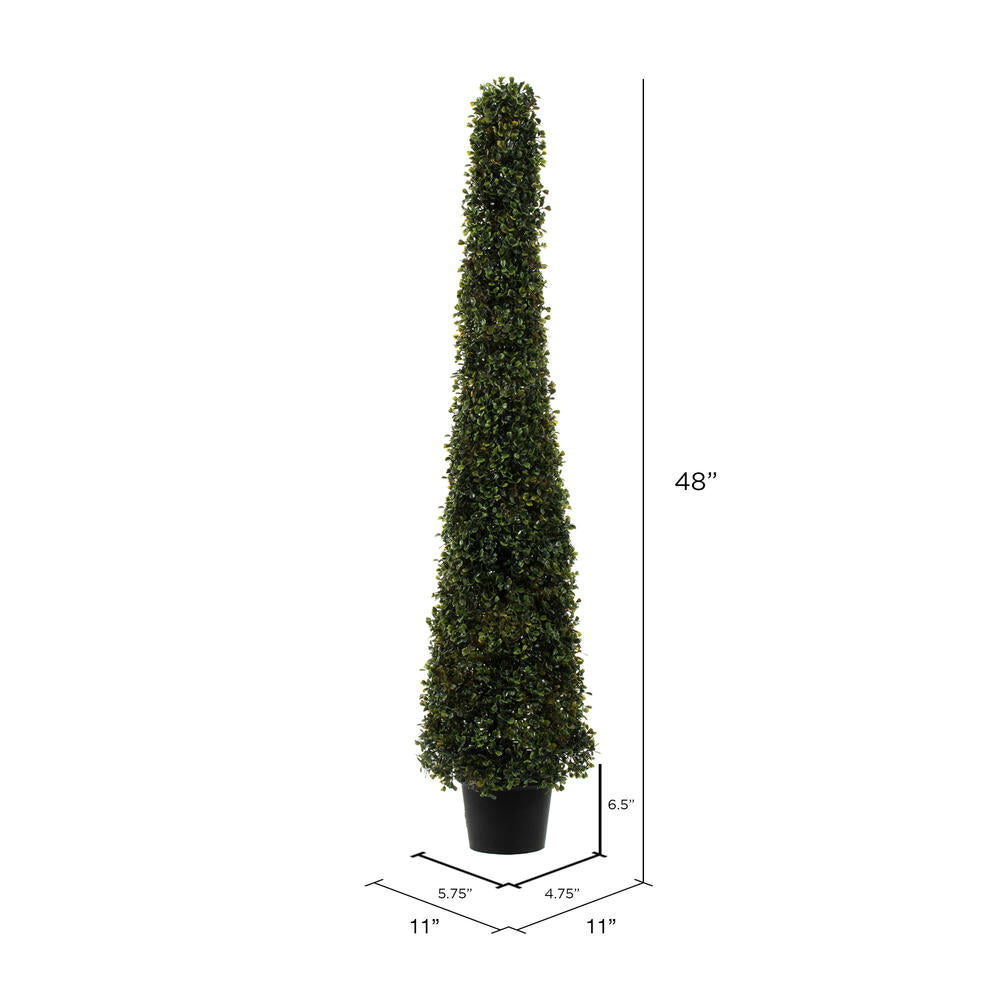Vickerman 4' Potted Artificial Boxwood Cone.