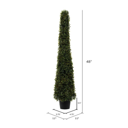 Vickerman 4' Potted Artificial Boxwood Cone.