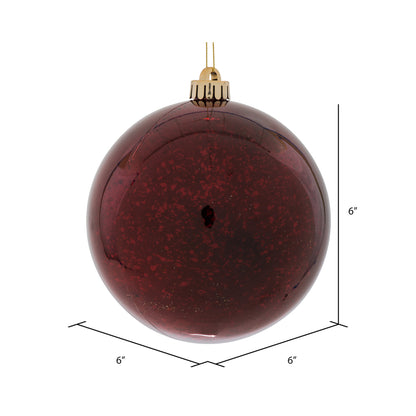 Vickerman 6" Burgundy Mercury Ball Ornament 4 per Bag.