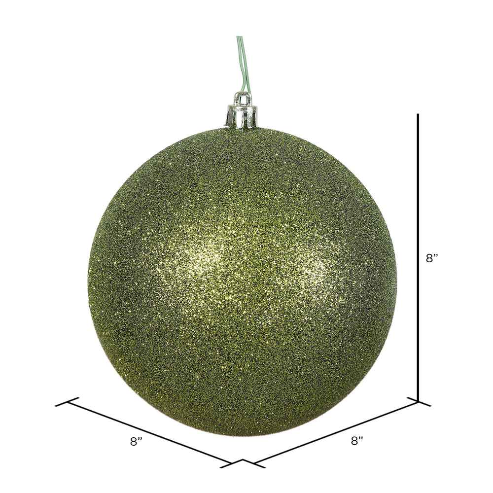 Vickerman 8" Olive Glitter Ball Ornament