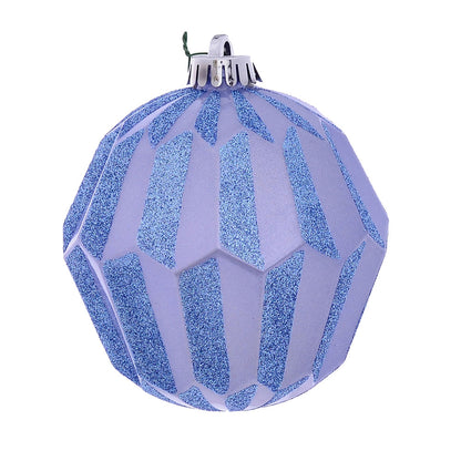 Vickerman 5" Periwinkle Glitter Faceted Ball Ornament 3 per Bag