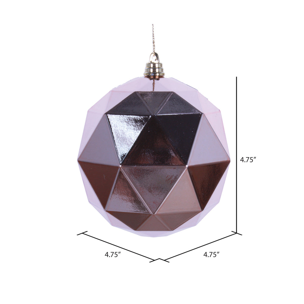 Vickerman 4.75" Rose Gold Shiny Geometric Ball Ornament 4 per bag