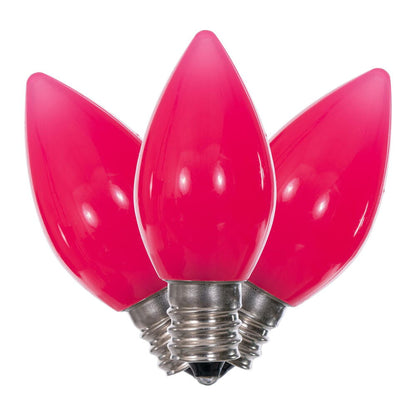 Vickerman C7 Ceramic LED Pink Bulb  Nickel Base 120V .6 Watts  3 diodes 25 Bulbs per bag