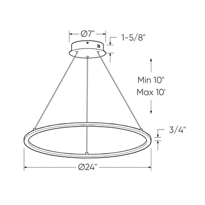 DALS Lighting Circa 24 Inch 5CCT Round LED Pendant