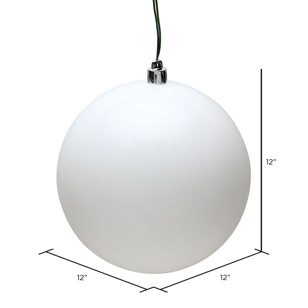 Vickerman 12" White Matte Ball Ornament