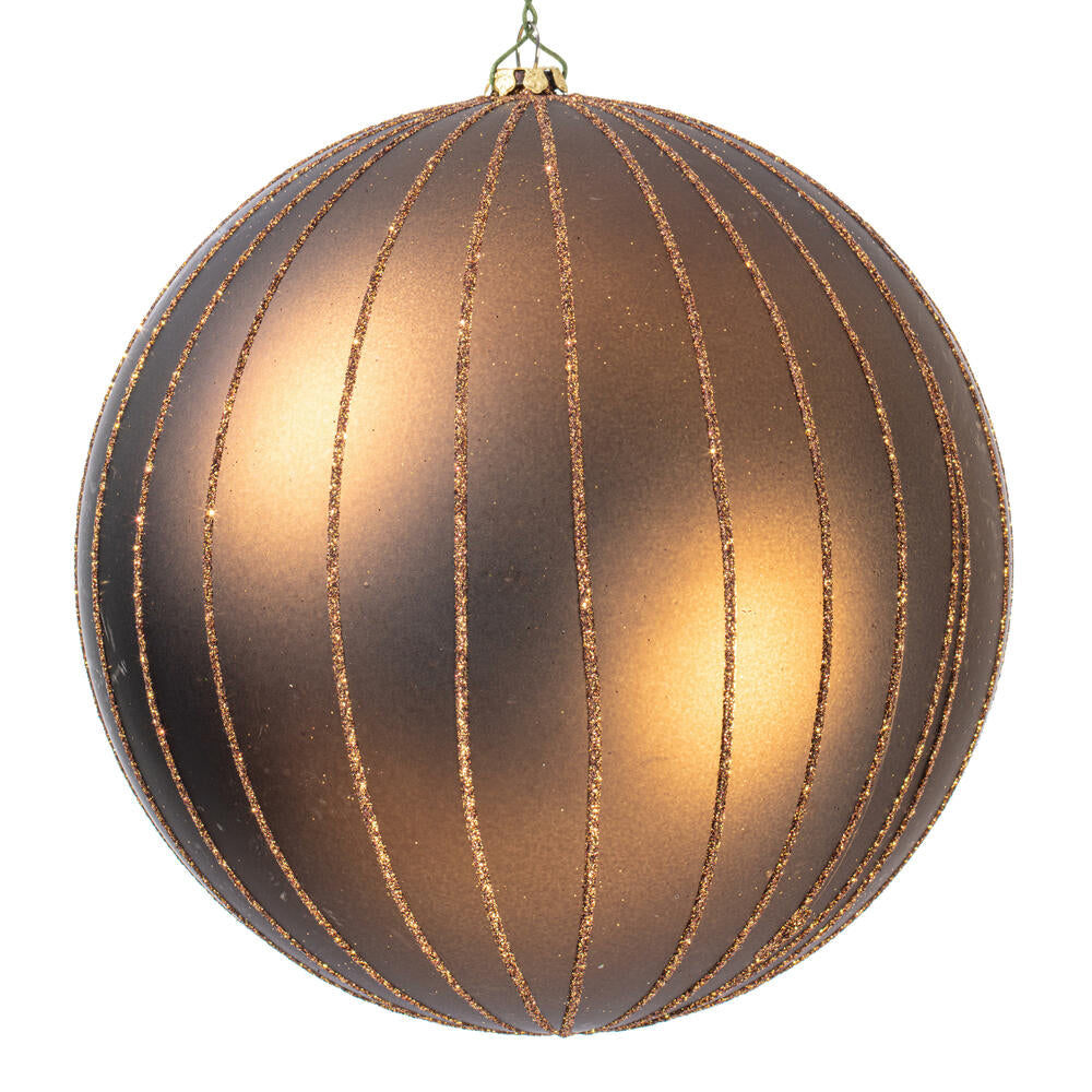 Vickerman 6" Mocha Matte Glitter Ball Christmas Ornament 2 pieces per bag