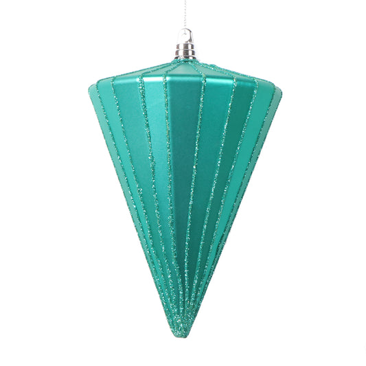 Vickerman 6" Matte Teal Cone Ornament 3 per bag.