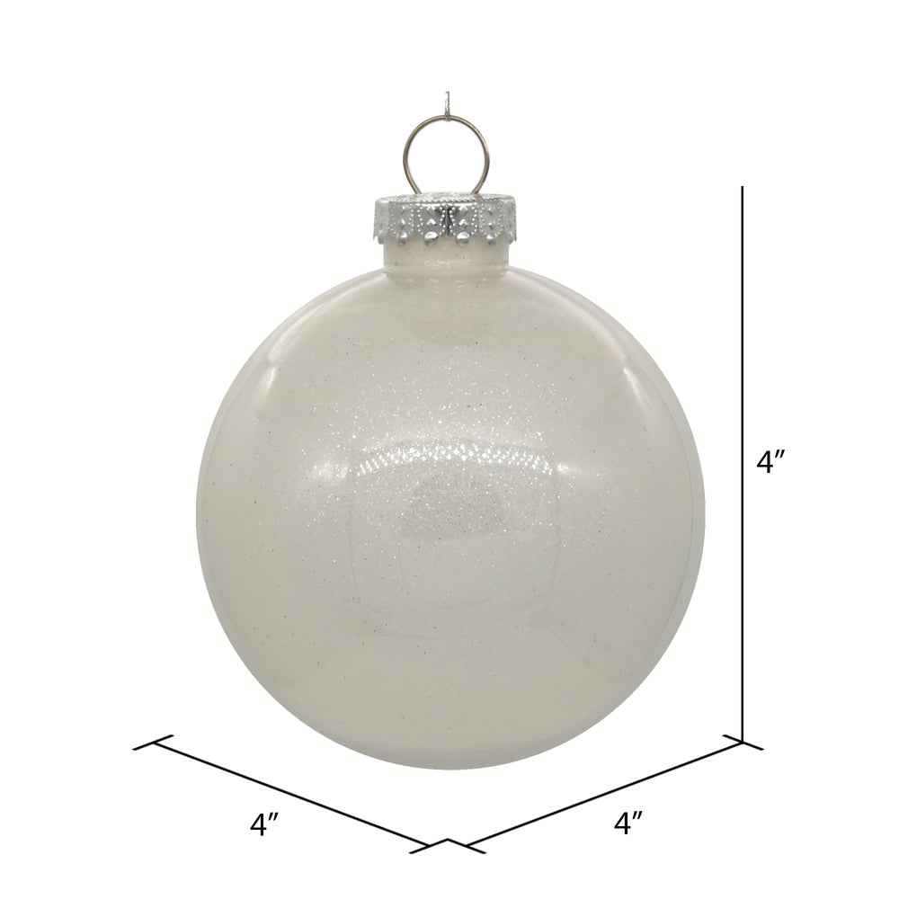 Vickerman 4" Clear Ball Christmas Ornament with White Glitter Interior 6 Pieces per bag