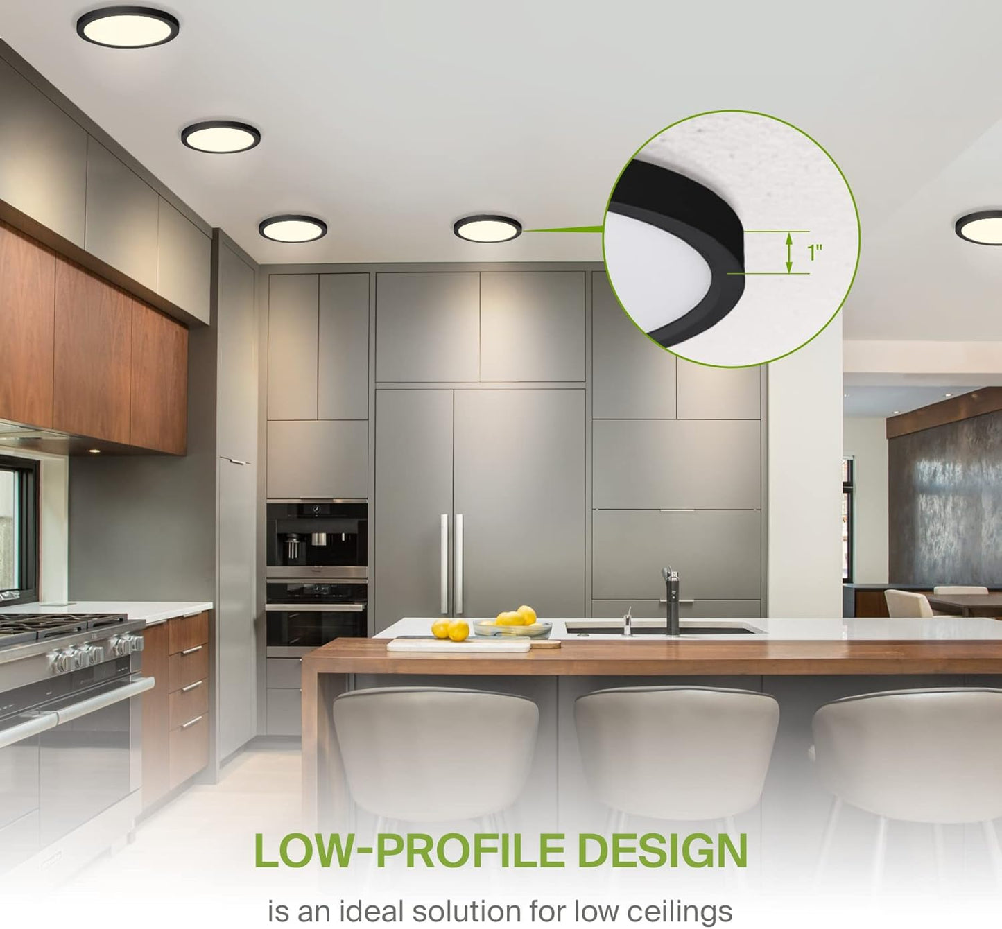 ASD Lighting LED Round Surface Mini Panel 9" 18W CCT Selectable 3000/4000/5000K Dimmable Black ETL Energy Star