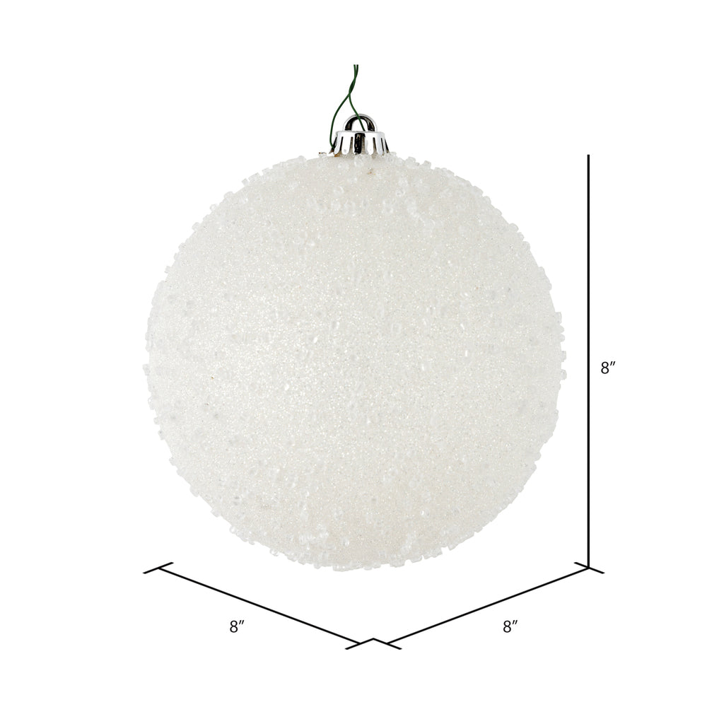 Vickerman 8" White Ice Ball Ornament 2 per Bag