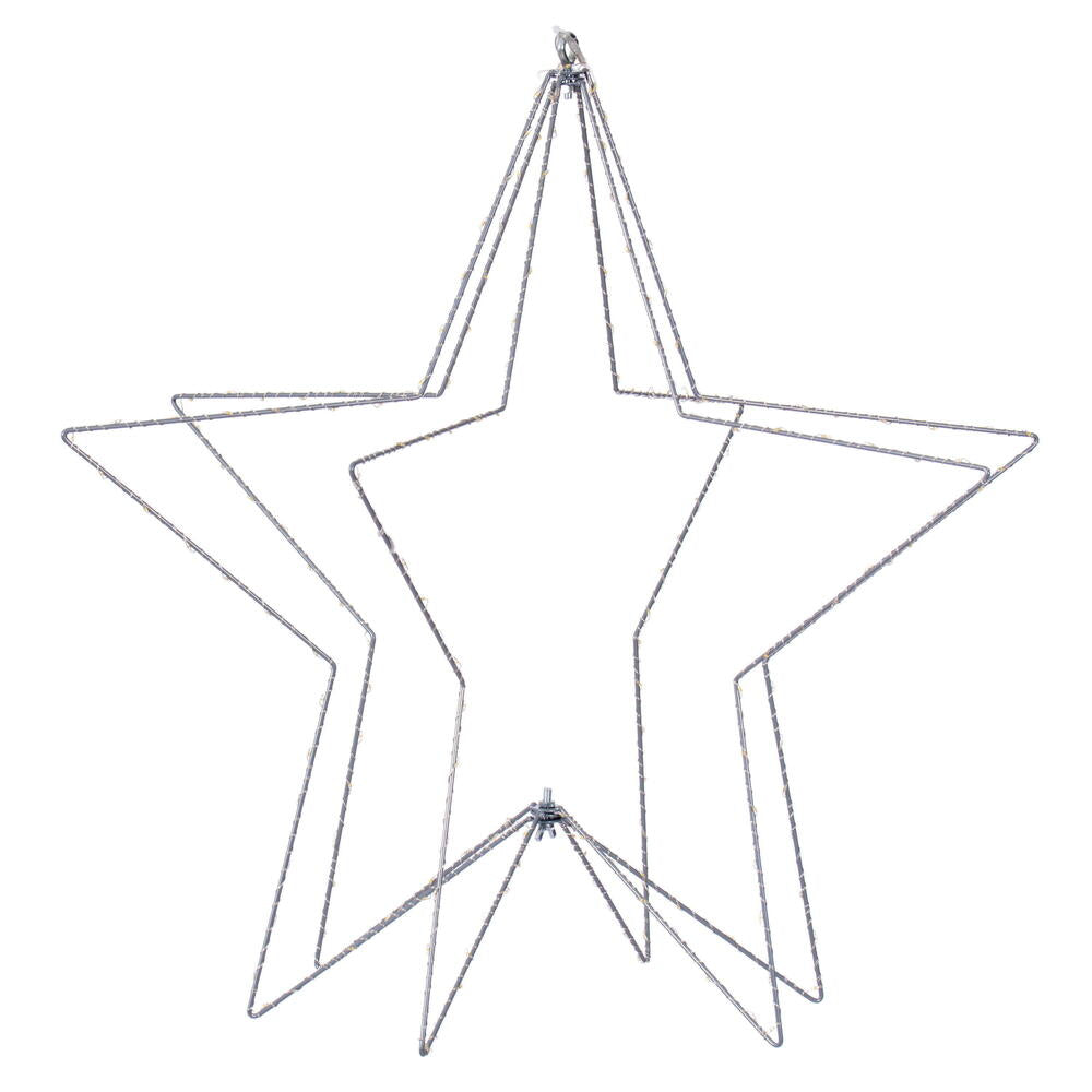 Vickerman 240 lights x 24" Warm White LED Five Point Star Steel Wire Silhouette Light.