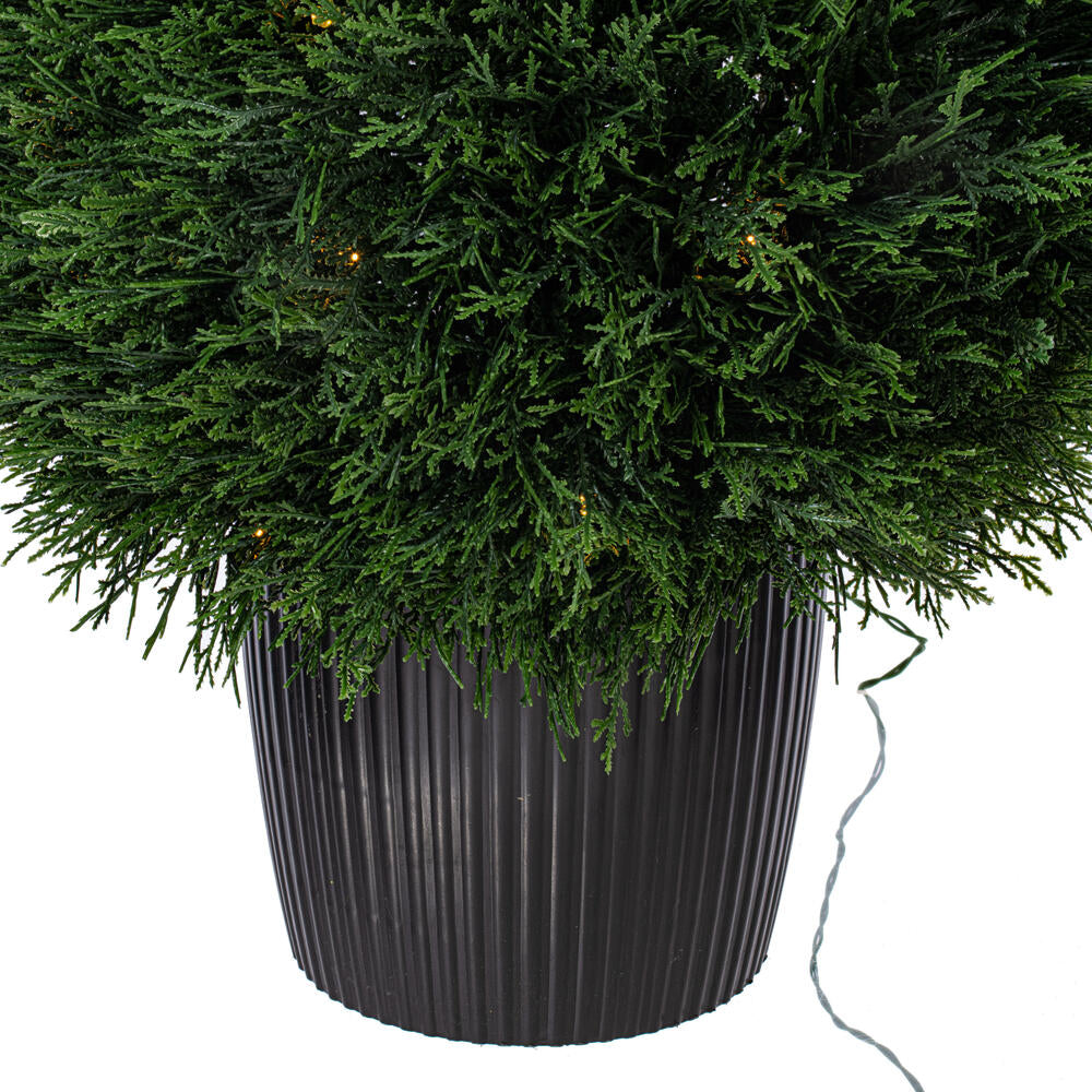 Vickerman Artificial 36" High x 20" Wide Cedar Teardrop Shaped Bush Warm White 3mm LED Lights.
