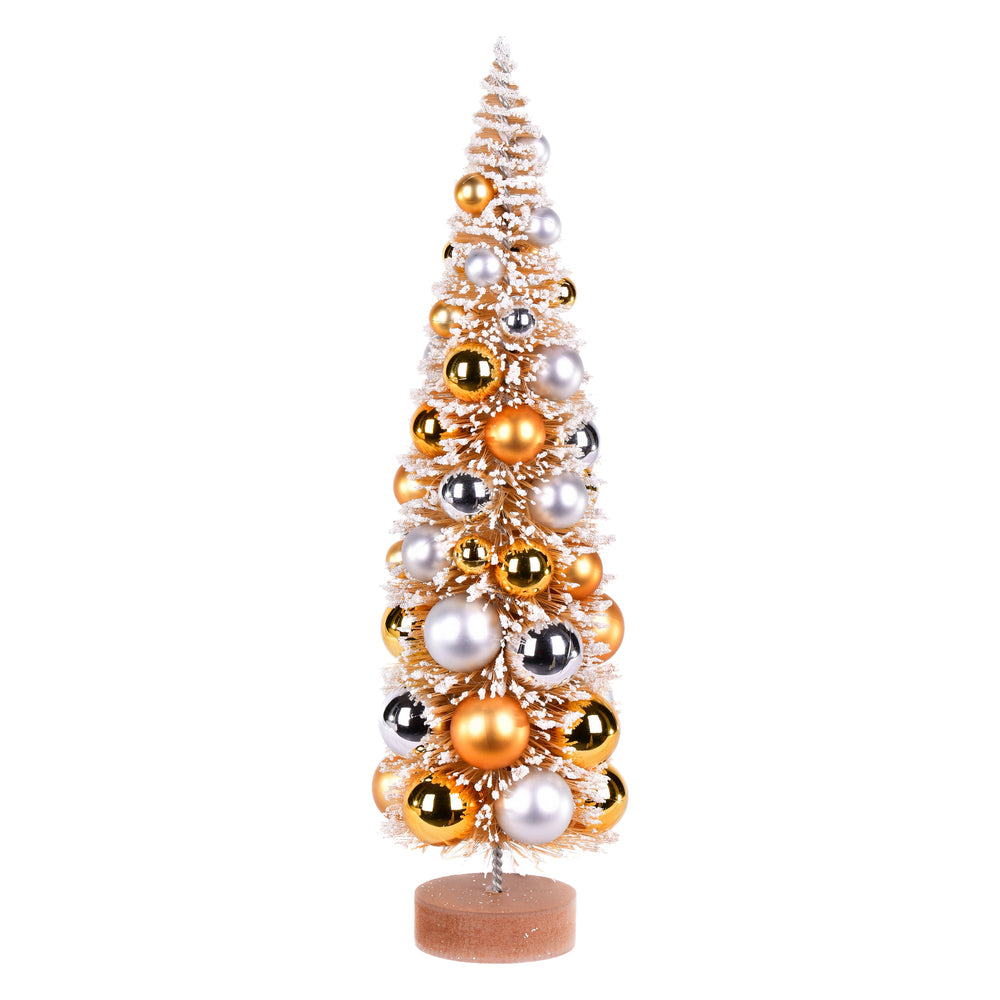 Vickerman 18" Vintage Tabletop Frosted Gold Artificial Christmas Tree Gold Silver Ornament