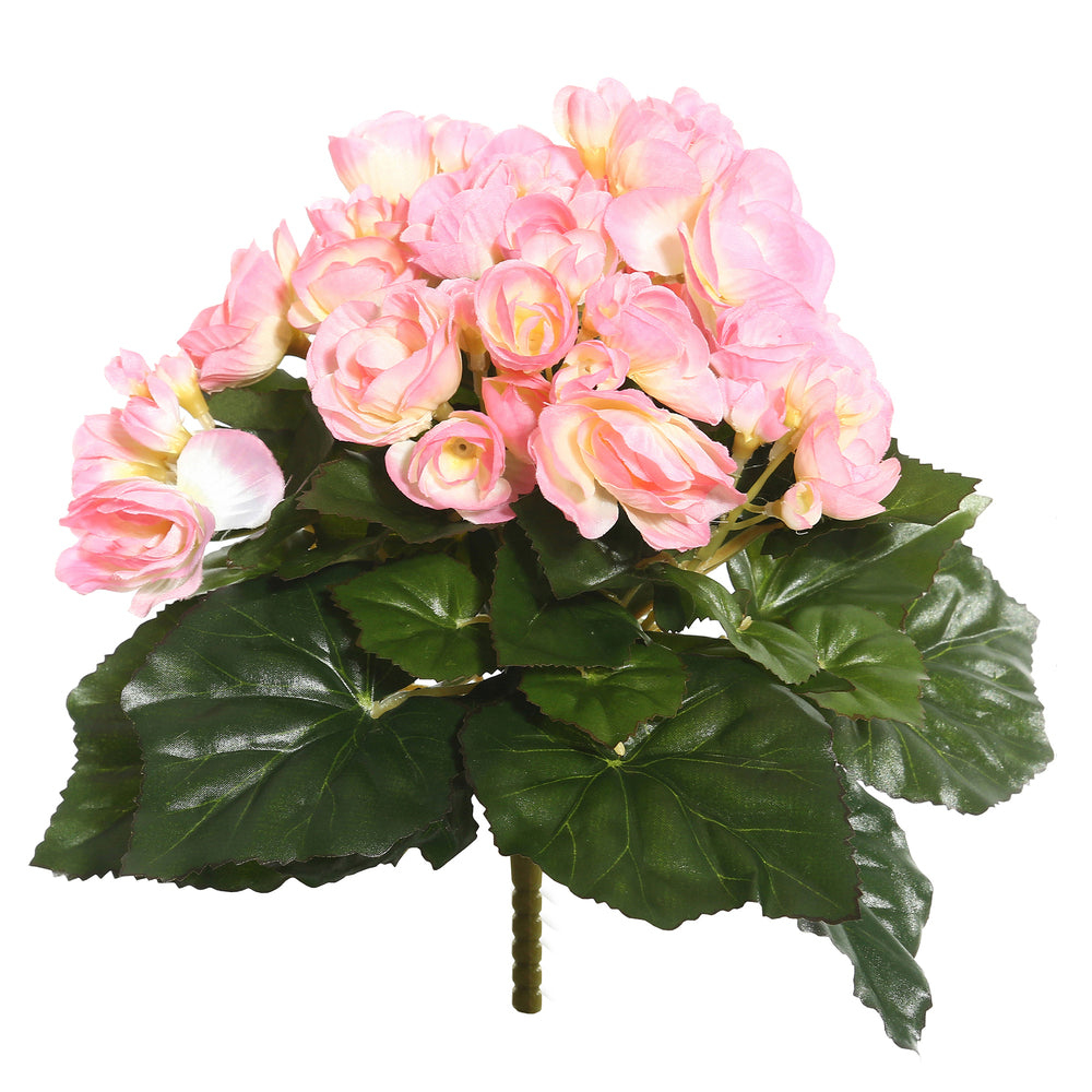 Vickerman 9.5" Artificial Lt Pink Polyester Begonia Bush.