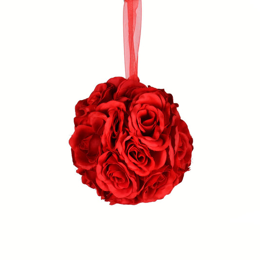 Vickerman 6" Artificial Red Rose Ball Pack of 2