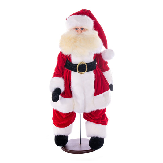 Vickerman 28" Red Traditional Velvet Light Complexion Santa Doll with Stand. This Santa has glasses stand is removeable.