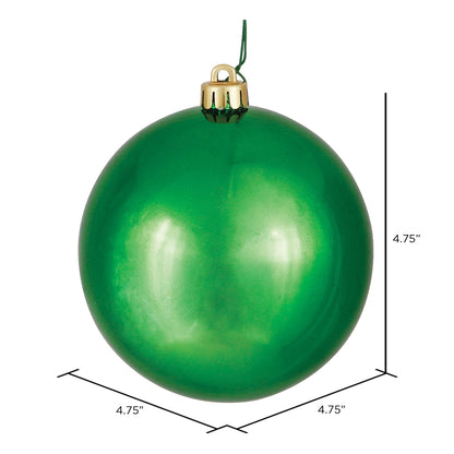 Vickerman 4.75" Green Shiny Ball Ornament 4 per Bag