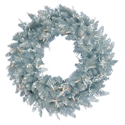 Vickerman 60" Silver Fir Artificial Christmas Wreath Warm White Dura-Lit LED lights.