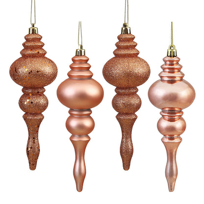 Vickerman 7" Rose Gold 4-Finish Finial Ornament 8 per Box