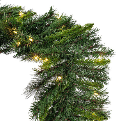Vickerman 9' x 18" Bangor Mixed Pine Artificial Christmas Garland Warm White LED Lights