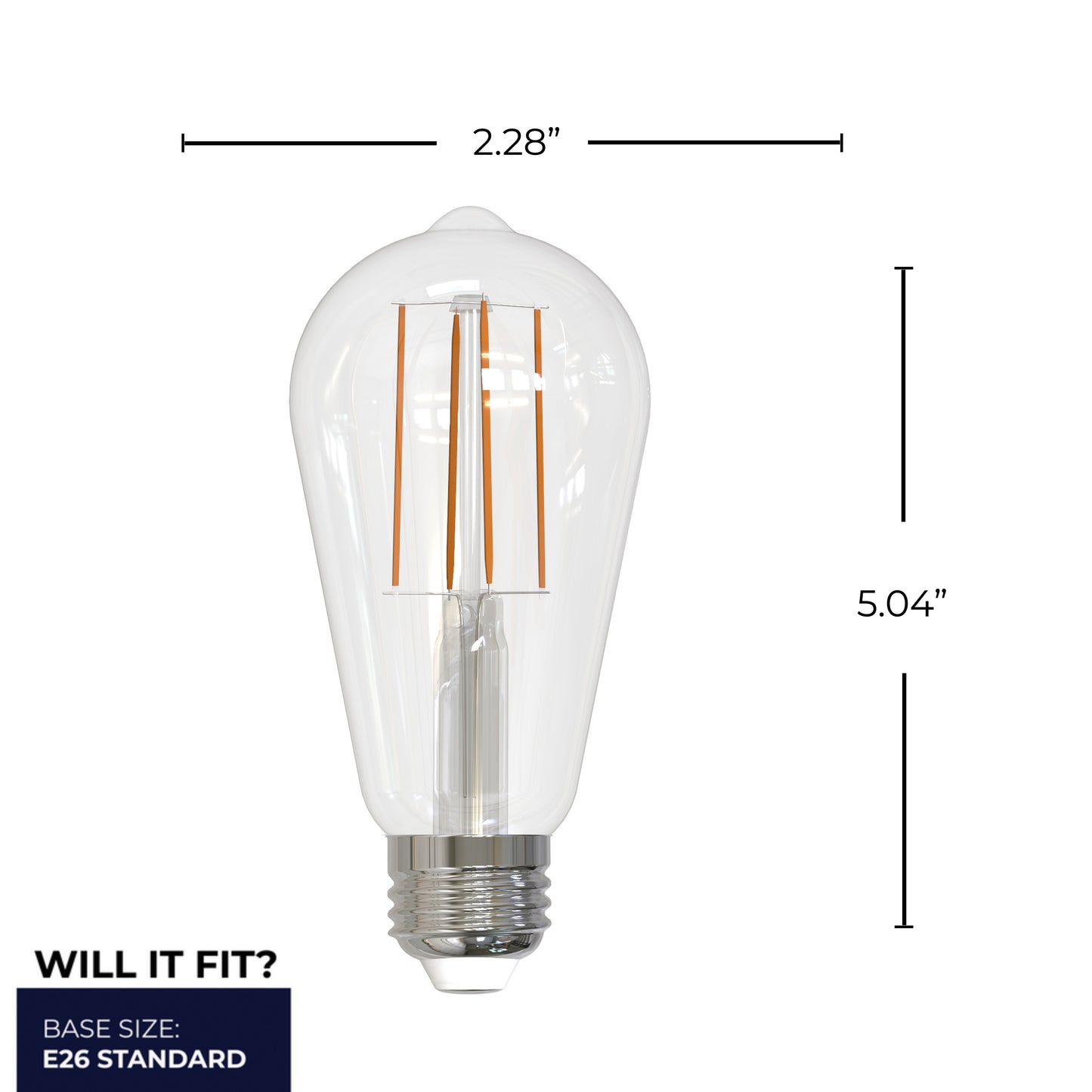 Bulbrite 8.5W LED LIGHT BULB ST18 4000K FILAMENT, E26 MEDIUM SCREW BASE, DIMMABLE, JA8 4PK