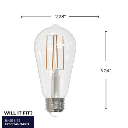 Bulbrite 8.5W LED LIGHT BULB ST18 4000K FILAMENT, E26 MEDIUM SCREW BASE, DIMMABLE, JA8 4PK