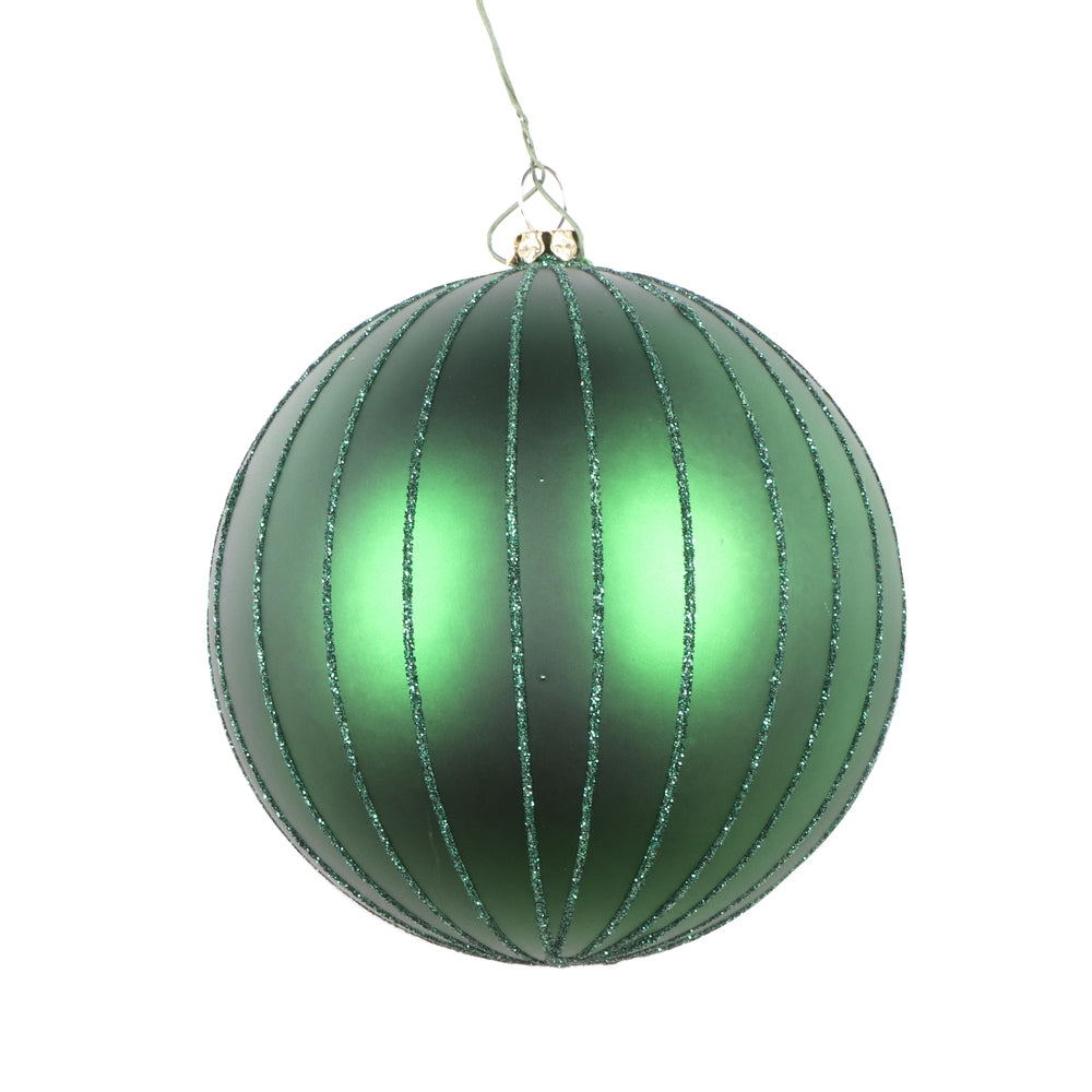 Vickerman 4" Emerald Matte Glitter Ball Christmas Ornament 4 pieces per bag