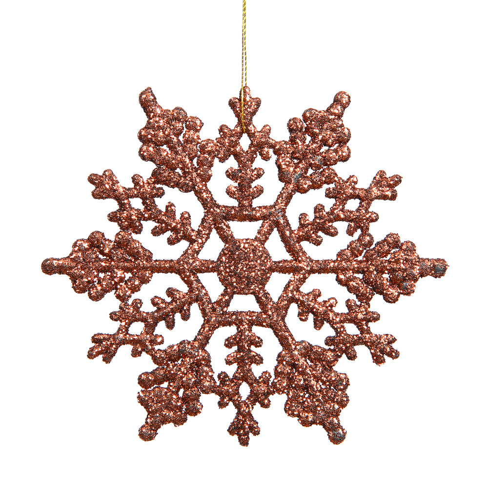 Vickerman 8" Mocha Glitter Snowflake Christmas Ornaments 12 per Pvc Box