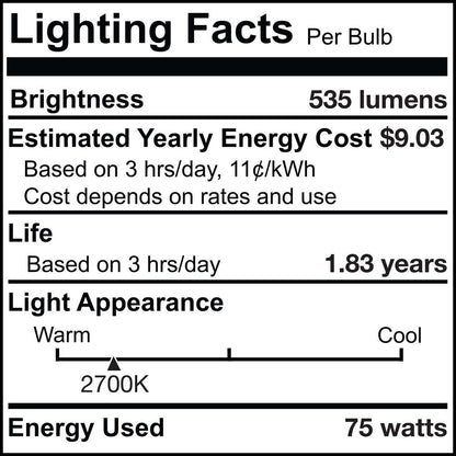 BULBRITE INCANDESCENT T8 MEDIUM SCREW (E26) 75W DIMMABLE LIGHT BULB 2700K/WARM WHITE 5PK (705075)