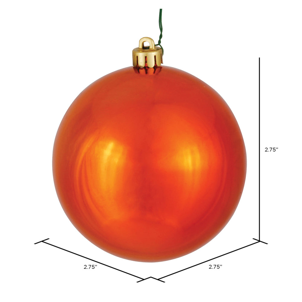 Vickerman 2.75" Burnished Orange Shiny Ball Ornament 12 per Bag