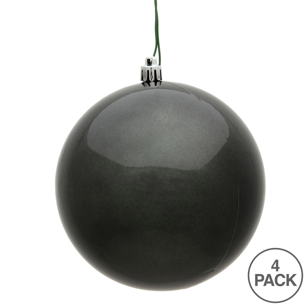 Vickerman 4.75" Pewter Candy Ball Ornament 4 per Bag