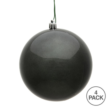 Vickerman 4.75" Pewter Candy Ball Ornament 4 per Bag