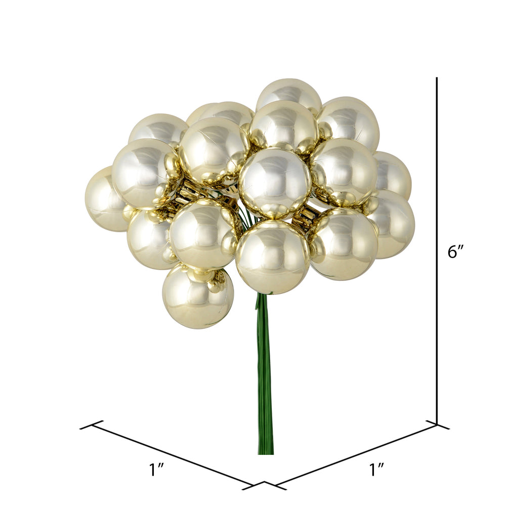 Vickerman 6" Champagne Shiny Ball Ornament Christmas Pick Pack of 2