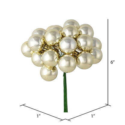 Vickerman 6" Champagne Shiny Ball Ornament Christmas Pick Pack of 2