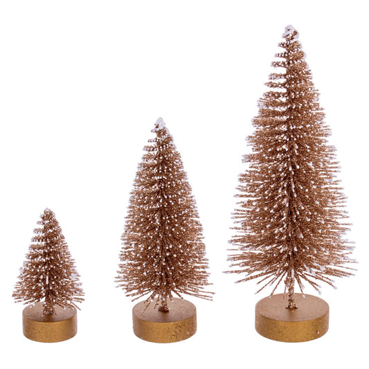 Vickerman 3"-5"-7" Champagne Sisal Bottle Brush Tree Set Set of 3