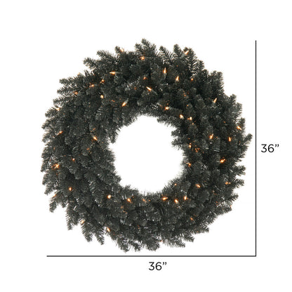 Vickerman 36" Black Fir Artificial Christmas Wreath Warm White Dura-Lit LED lights.