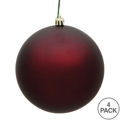 Vickerman 6" Burgundy Matte Ball Ornament 4 per Bag