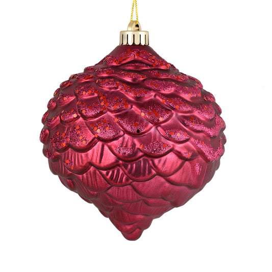 Vickerman 6" Berry Red Glitter Pinecone Christmas Ornament 6 per Bag