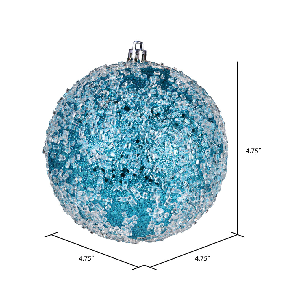 Vickerman 4.75" Turquoise Glitter Hail Ball Ornament 4 per Bag