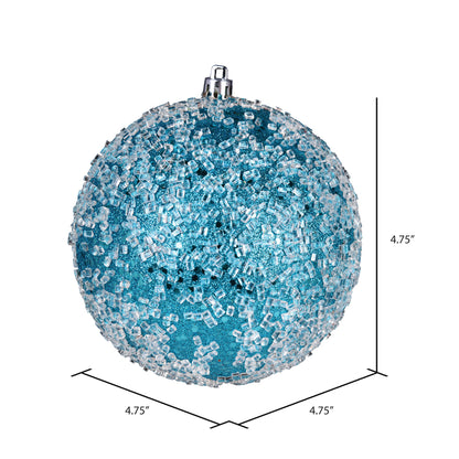 Vickerman 4.75" Turquoise Glitter Hail Ball Ornament 4 per Bag