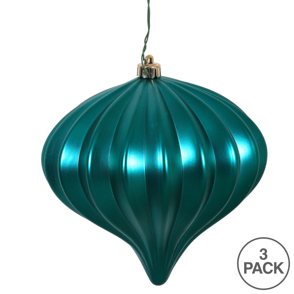 Vickerman 5.7" Teal Matte Onion Christmas Ornament UV treated Set of 3