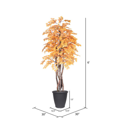 Vickerman 6' Artificial Golden Aspen Executive Tree Gray Round Plastic Container.