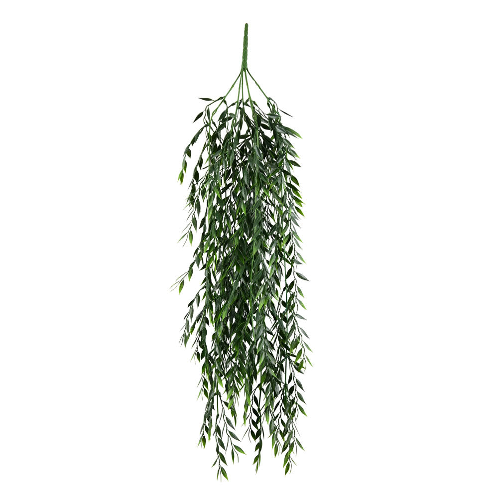 Vickerman 30" Artificial Green Salix Leaf Hanging Bush Pack of 2