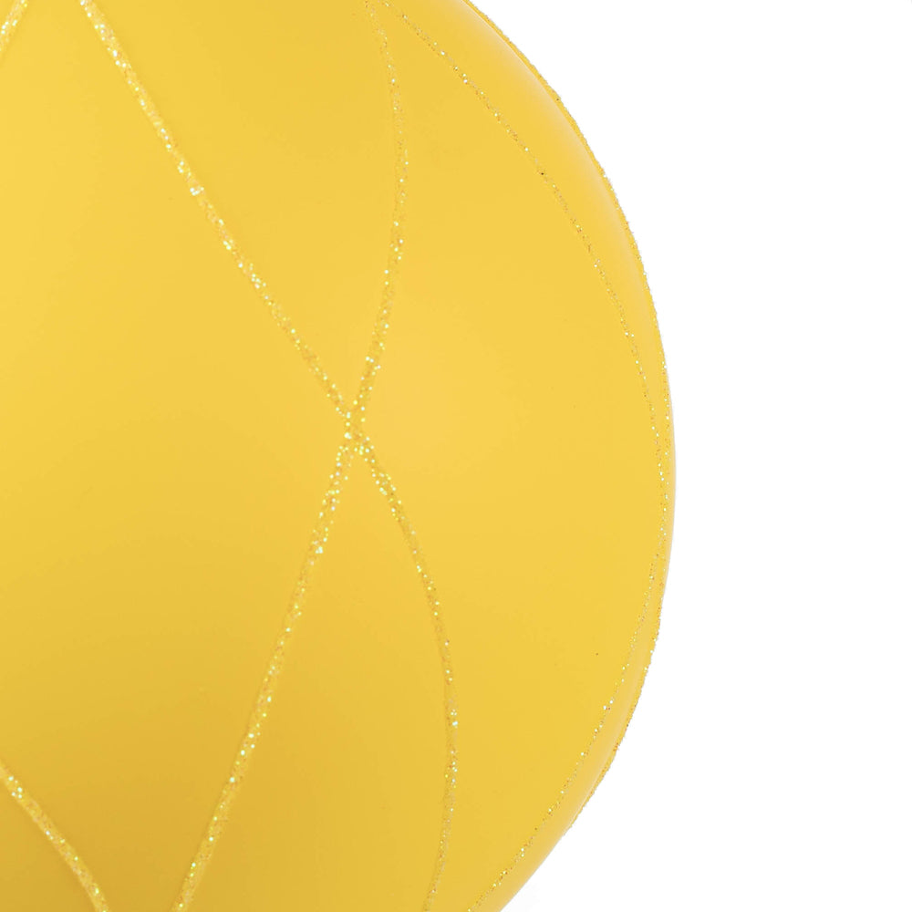 Vickerman 6" Yellow Matte and Glitter Swirl Ball Ornament 3 per Box