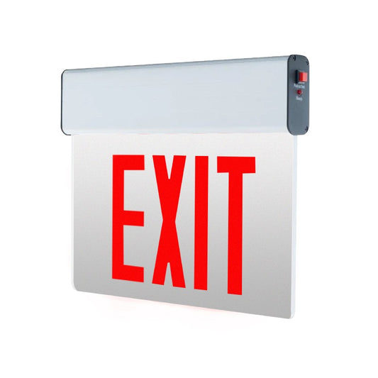 Westgate LED Edgelit Exit Sign W. B/C  Double Face Univ 120/277V Red Letter On Mirror Panel With Aluminum Housing, LED Exit & Emergency Lighting, 4.5W